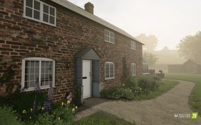Farmhouse and path on Witcombe Park Farm