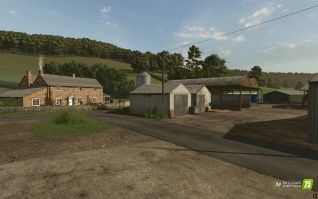 Wide farmstead view on Witcombe Park Farm